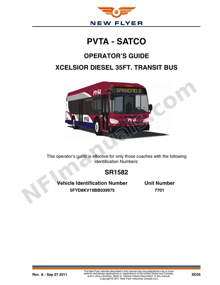 New Flyer XD35 Manual Package - PVTA - SATCO included manual preview