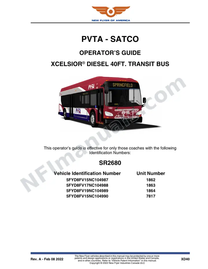 SR2680 Operator's Guide, PVTA - SATCO first-page preview
