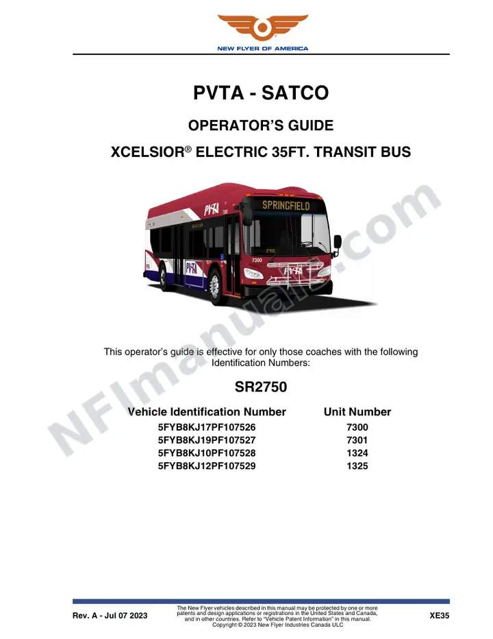 SR2750 Operator's Guide, PVTA - SATCO first-page preview