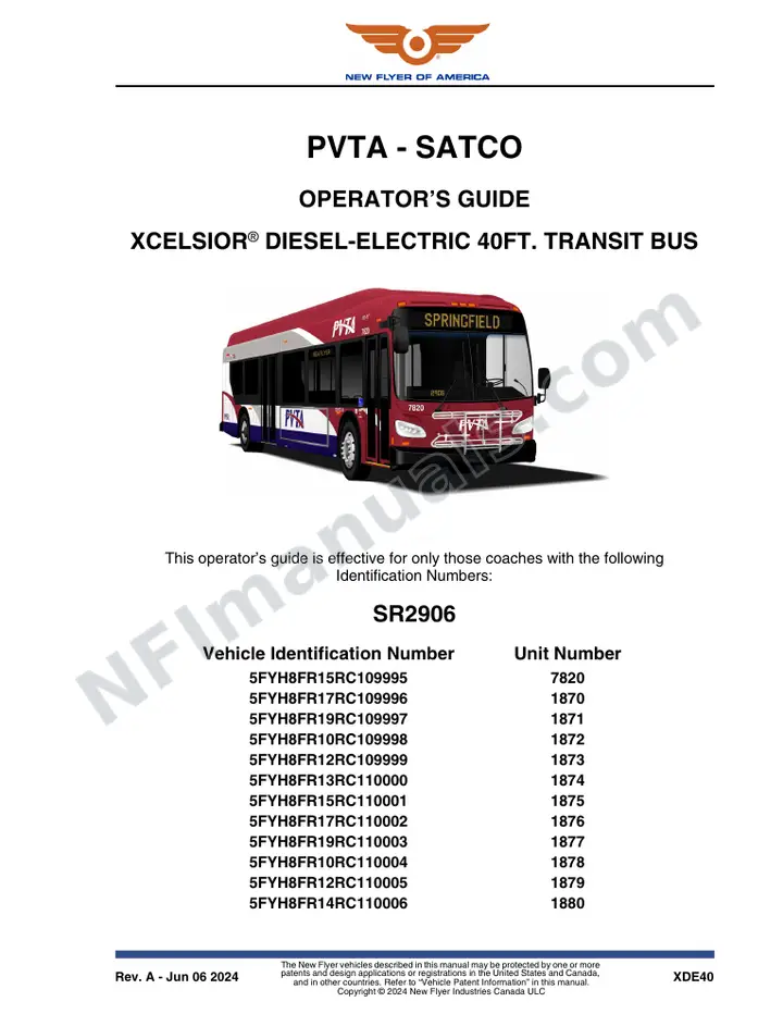 SR2906 Operator's Guide, PVTA - SATCO first-page preview