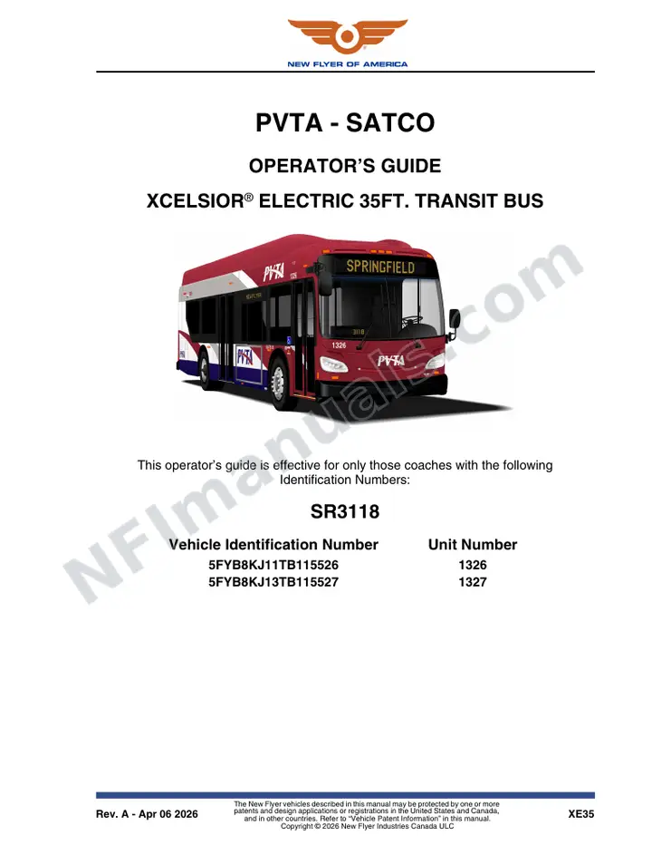 SR3118 Operator's Guide, PVTA - SATCO first-page preview