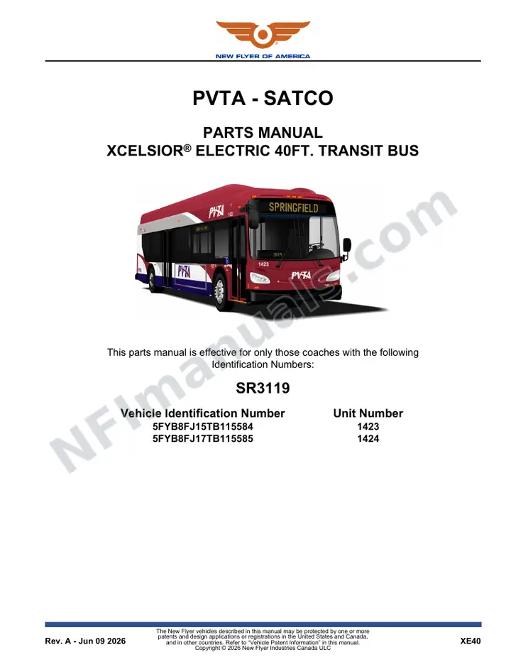 SR3119 Parts Manual, PVTA - SATCO first-page preview