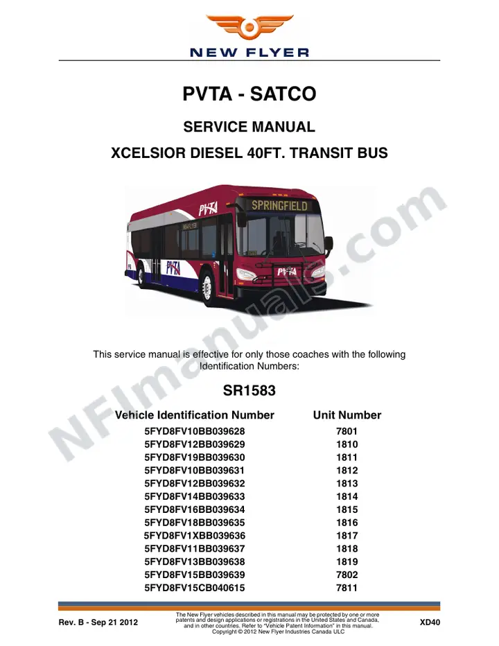 SR1583 Service Manual, PVTA - SATCO first-page preview