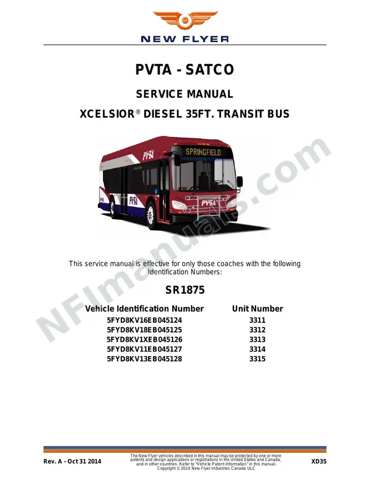 SR1875 Service Manual, PVTA - SATCO first-page preview
