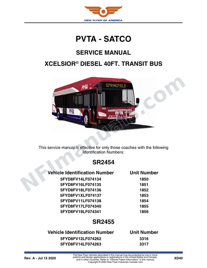 SR2454_2455 Service Manual, PVTA - SATCO first-page preview