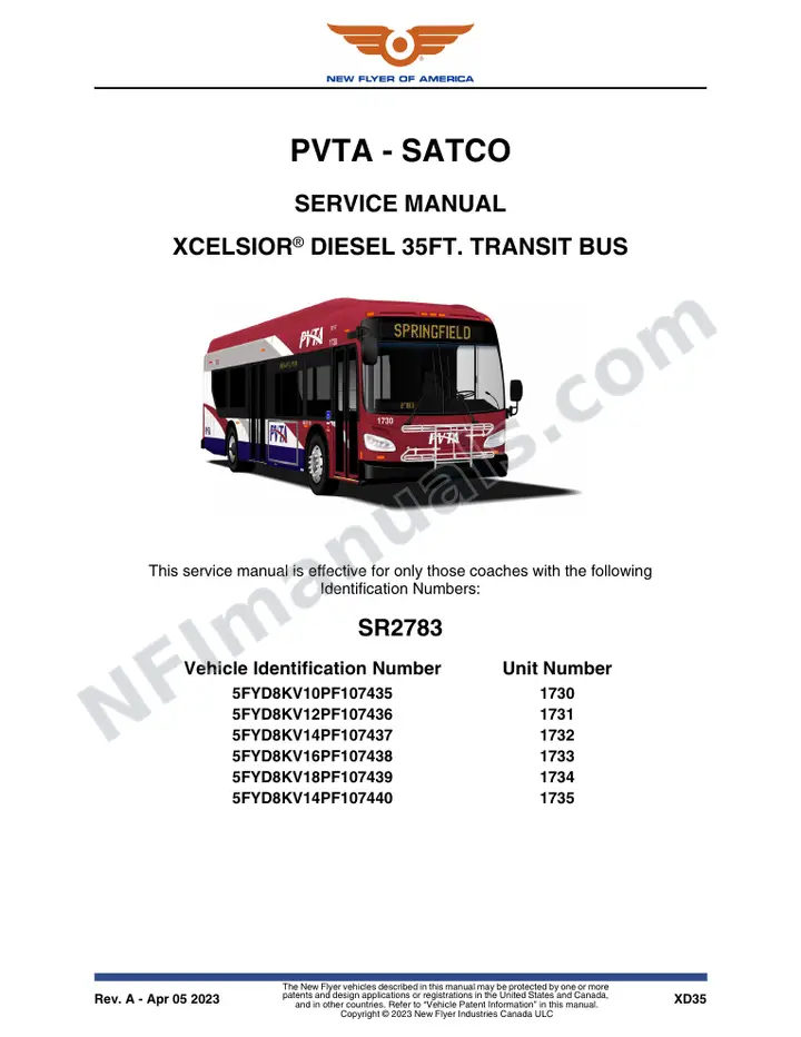 SR2783 Service Manual, PVTA - SATCO first-page preview