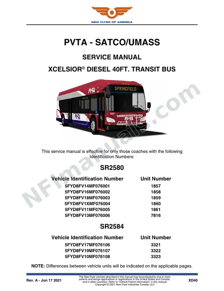SR2580_2584 Service Manual, PVTA - SATCO/UMASS first-page preview
