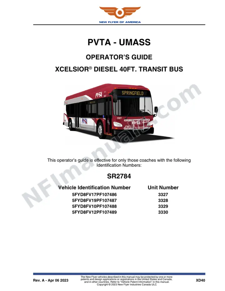 SR2784 Operator's Guide, PVTA - UMASS first-page preview