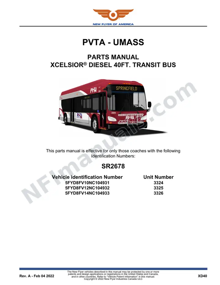 SR2678 Parts Manual, PVTA - UMASS first-page preview