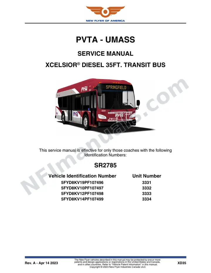 SR2785 Service Manual, PVTA - UMASS first-page preview
