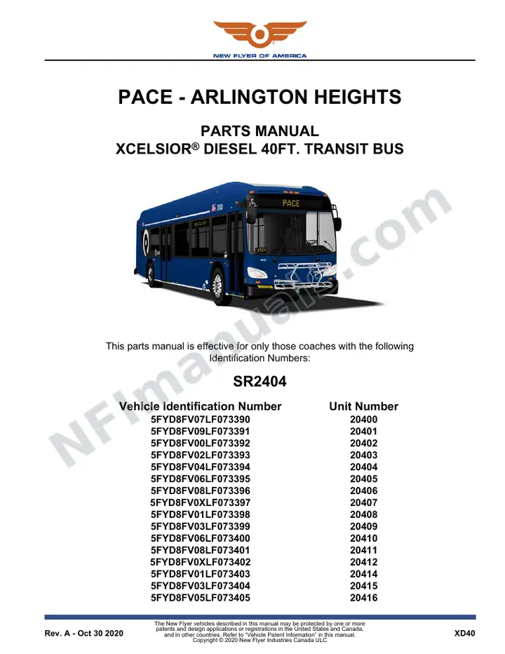 SR2404_2507 Parts Manual, PACE - Arlington Heights first-page preview