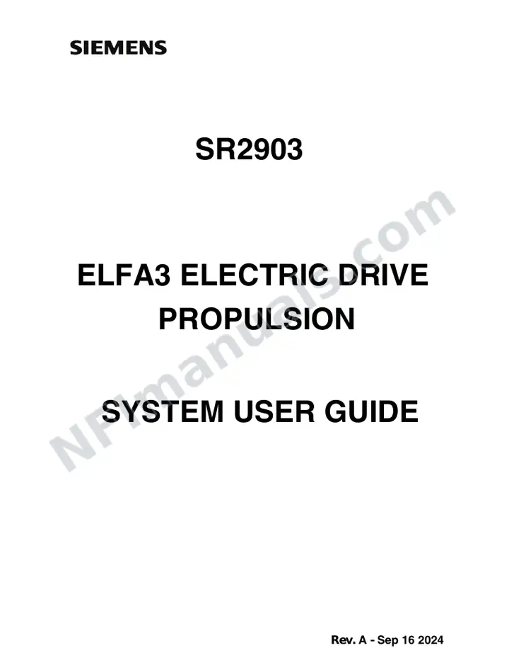 Siemens ELFA3 Electric Drive Propulsion System User Guide SR2903 first-page preview