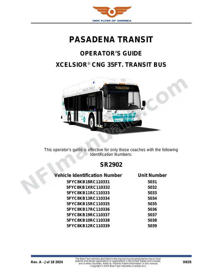 SR2902 Operator's Guide, Pasadena Transit first-page preview
