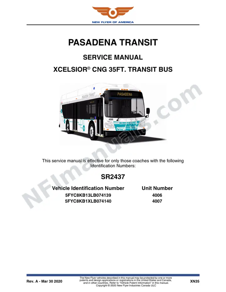 SR2437 Service Manual, Pasadena Transit first-page preview