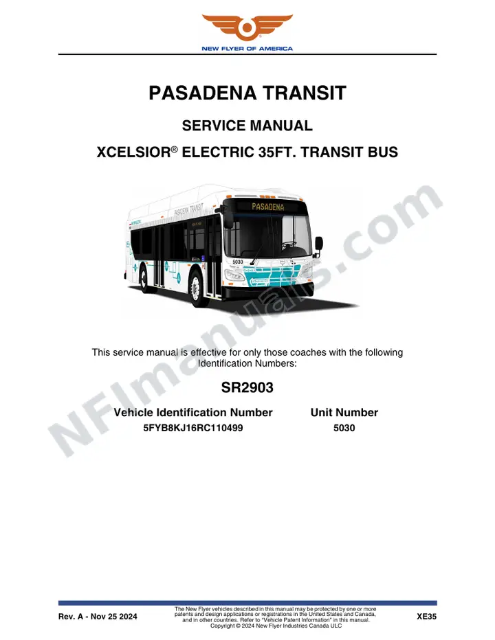 SR2903 Service Manual, Pasadena Transit first-page preview