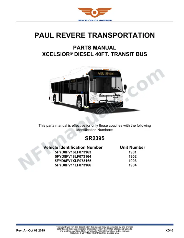 SR2395 Parts Manual, Paul Revere Transportation first-page preview