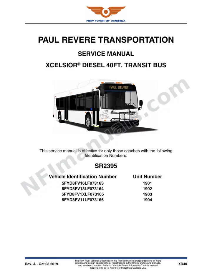 SR2395 Service Manual, Paul Revere Transportation first-page preview