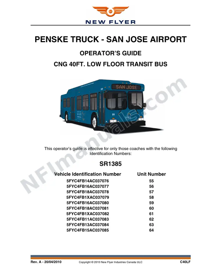SR1385 Operator's Guide, Penske Truck - San Jose Airport first-page preview