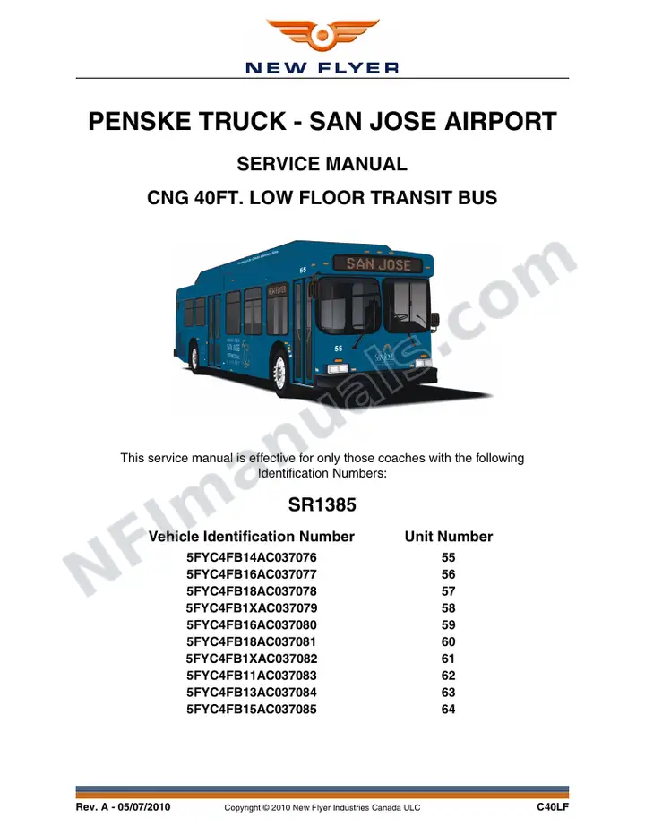 SR1385 Service Manual, Peneske Truck - San Jose Airport first-page preview