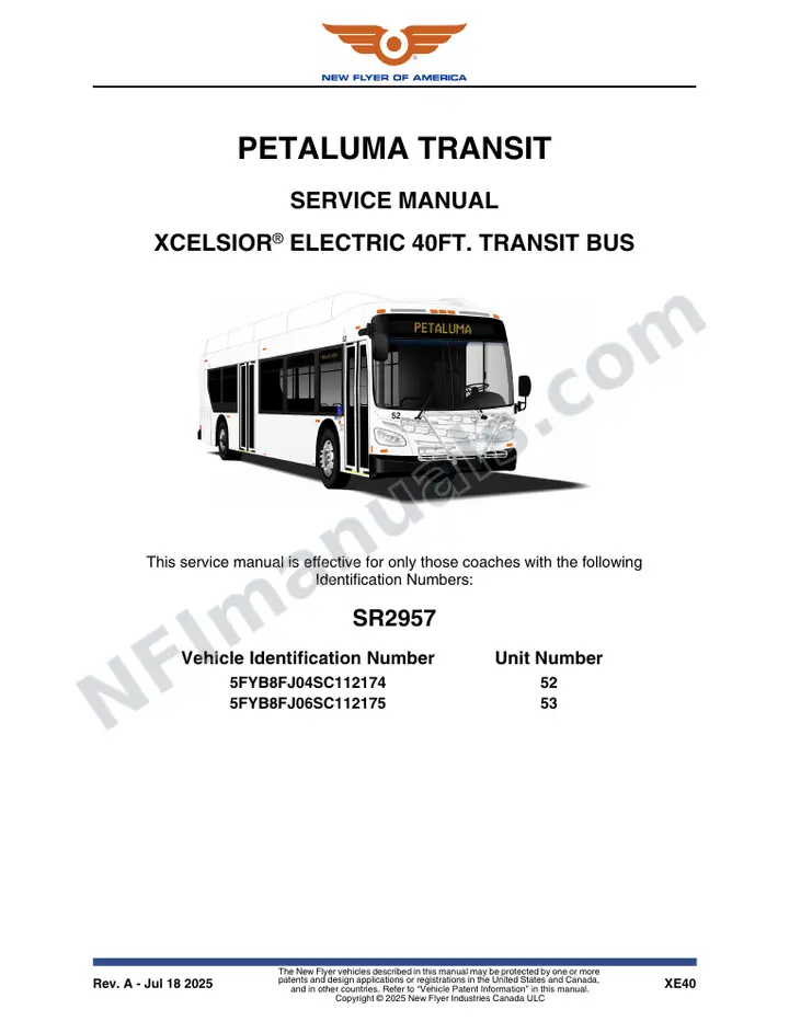 SR2957 Service Manual, Petaluma Transit first-page preview