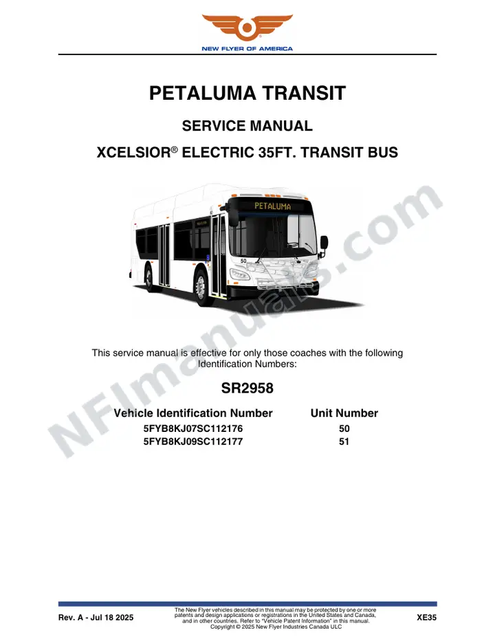 SR2958 Service Manual, Petaluma Transit first-page preview