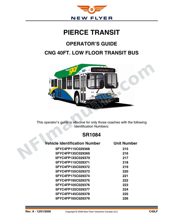 SR1084 Operator's Guide, Pierce Transit first-page preview