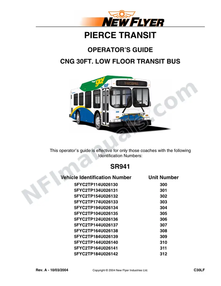 SR941 Operator's Guide, Pierce Transit first-page preview