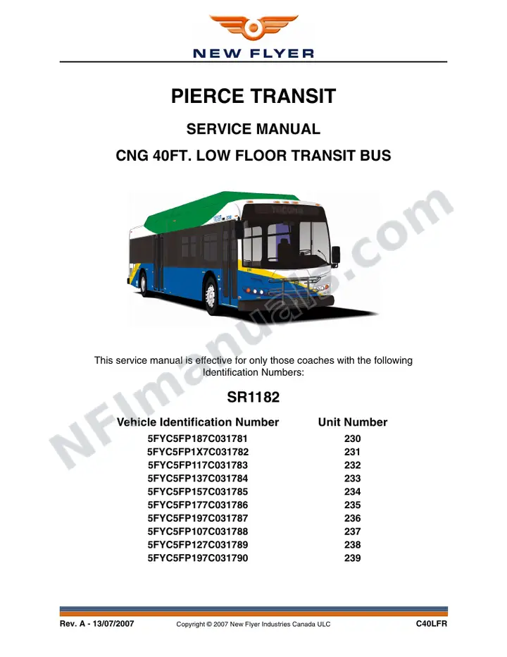 SR1182 Service Manual, Pierce Transit first-page preview