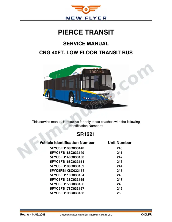 SR1221 Service Manual, Pierce Transit first-page preview