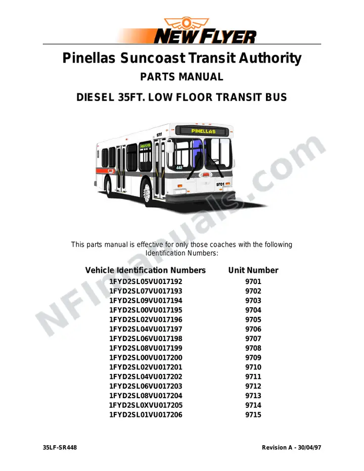 SR448 Parts Manual, Pinellas Suncoast Transit Authority first-page preview