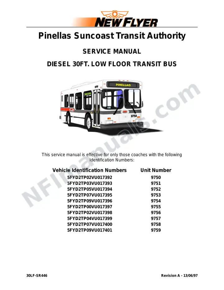 SR446 Service Manual, Pinellas Suncoast Transit Authority first-page preview