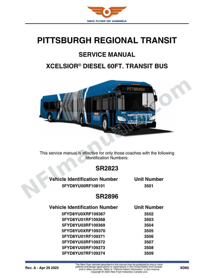 SR2823/2896 Service Manual, Pittsburgh Regional Transit first-page preview