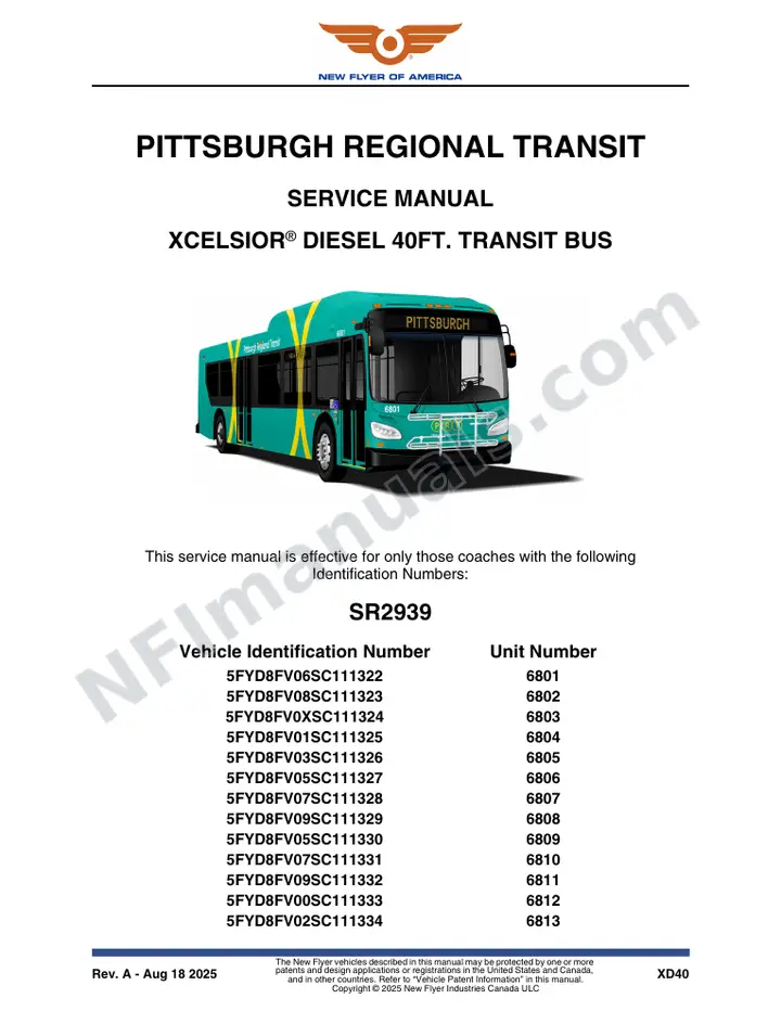 SR2939 Service Manual, Pittsburgh Regional Transit first-page preview
