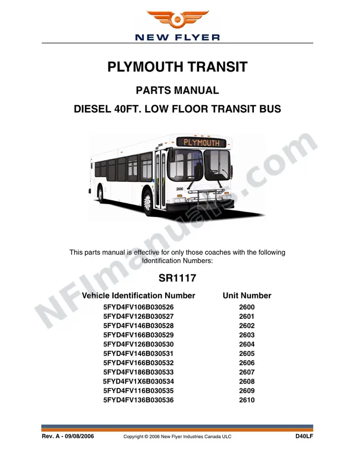 SR1117 Parts Manual, Plymouth Transit first-page preview