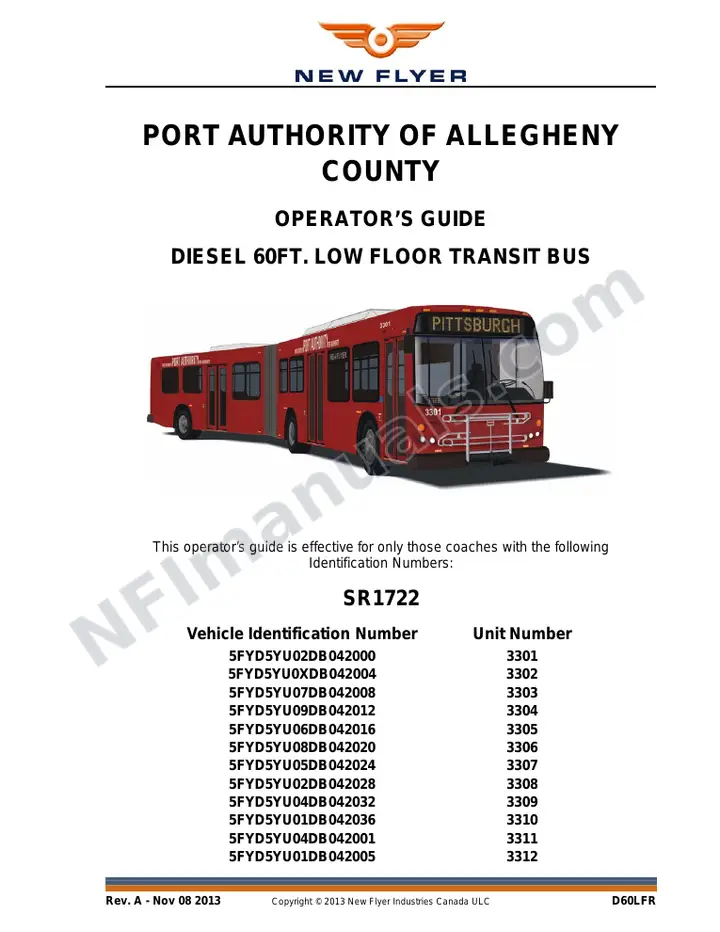 SR1722 Operator's Guide, Port Authority of Allegheny County first-page preview