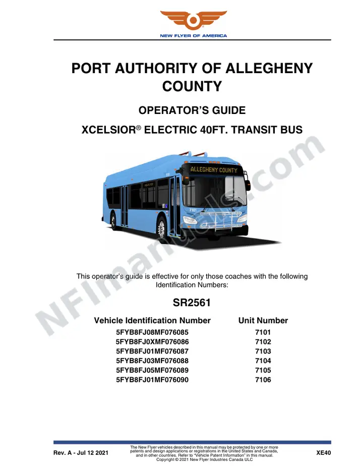 SR2561 Operator's Guide, Port Authority of Allegheny County first-page preview