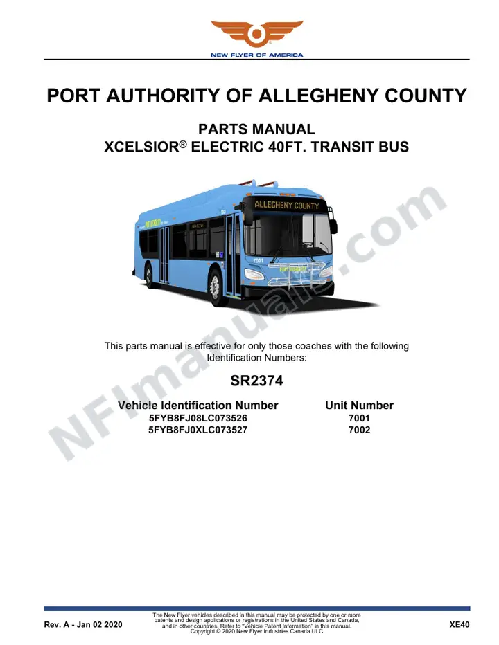 SR2374 Parts Manual, Port Authority of Allegheny County first-page preview