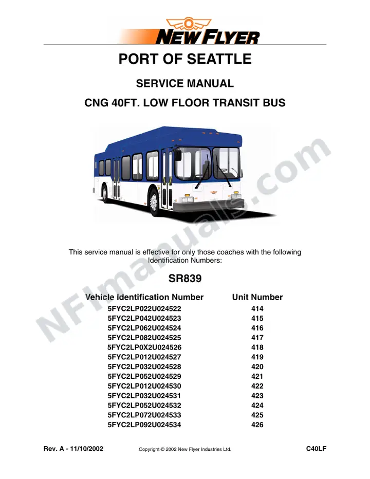 SR839 Service Manual, Port of Seattle first-page preview