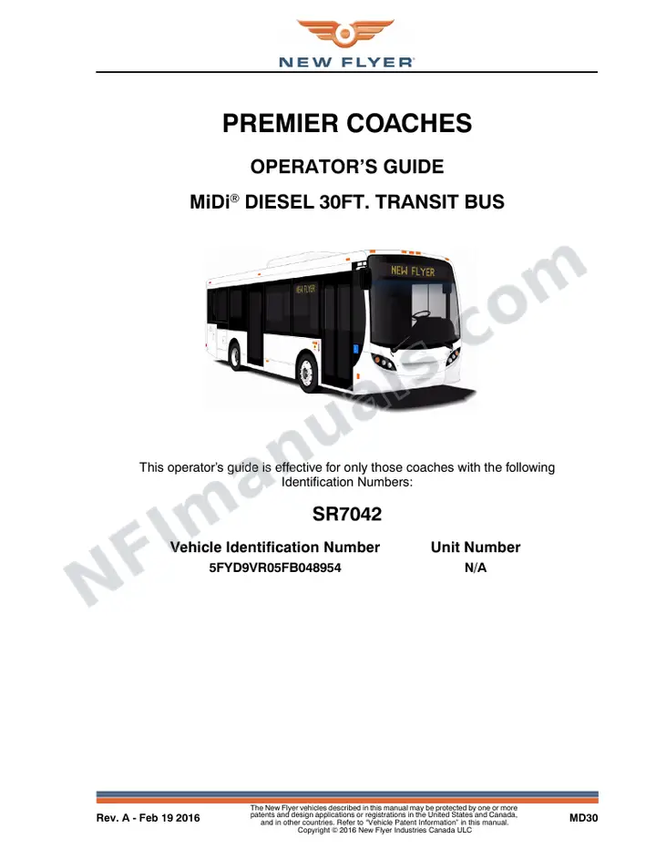 SR7042 Operator's Guide, Premier Coaches first-page preview