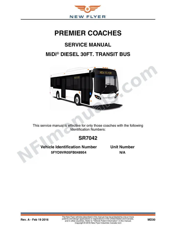 SR7042 Service Manual, Premier Coaches first-page preview