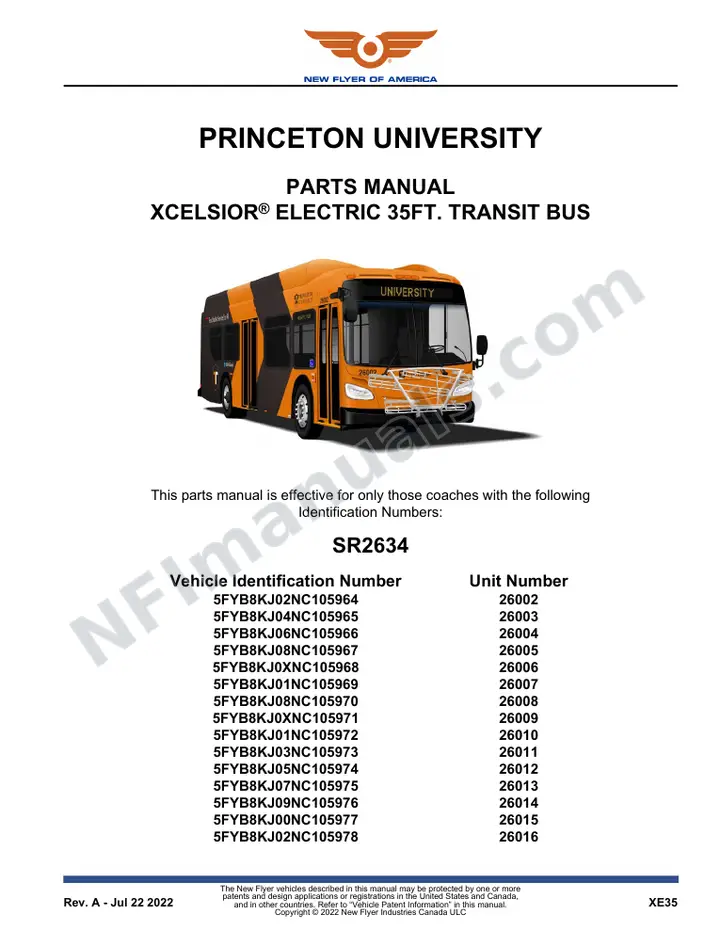 SR2634 Parts Manual, Princeton University first-page preview