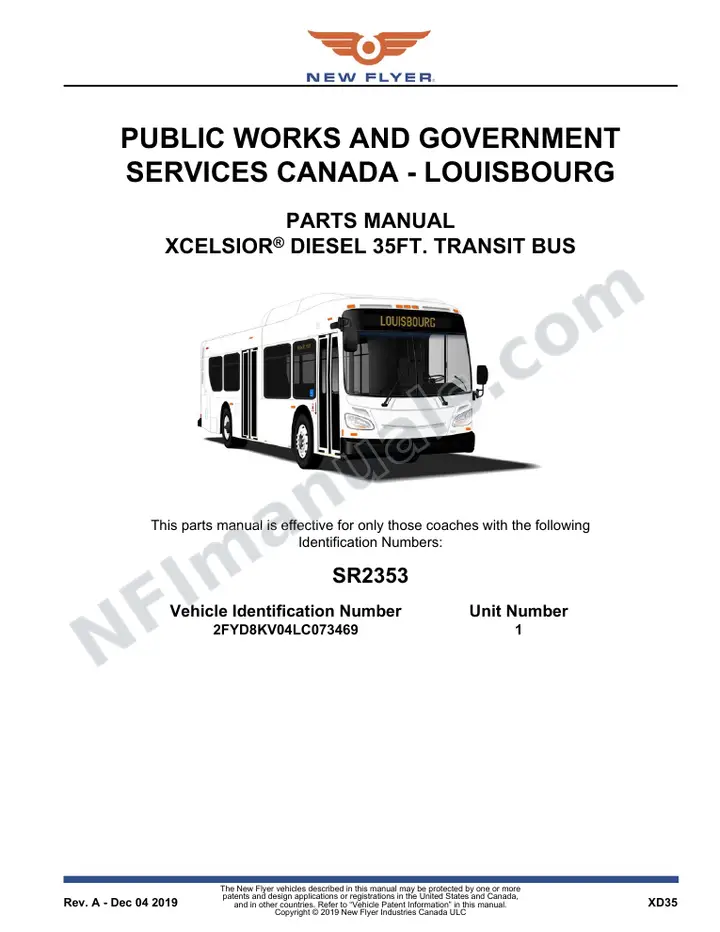 SR2353 Parts Manual, Public Works and Government Services Canada - Louisbourg first-page preview