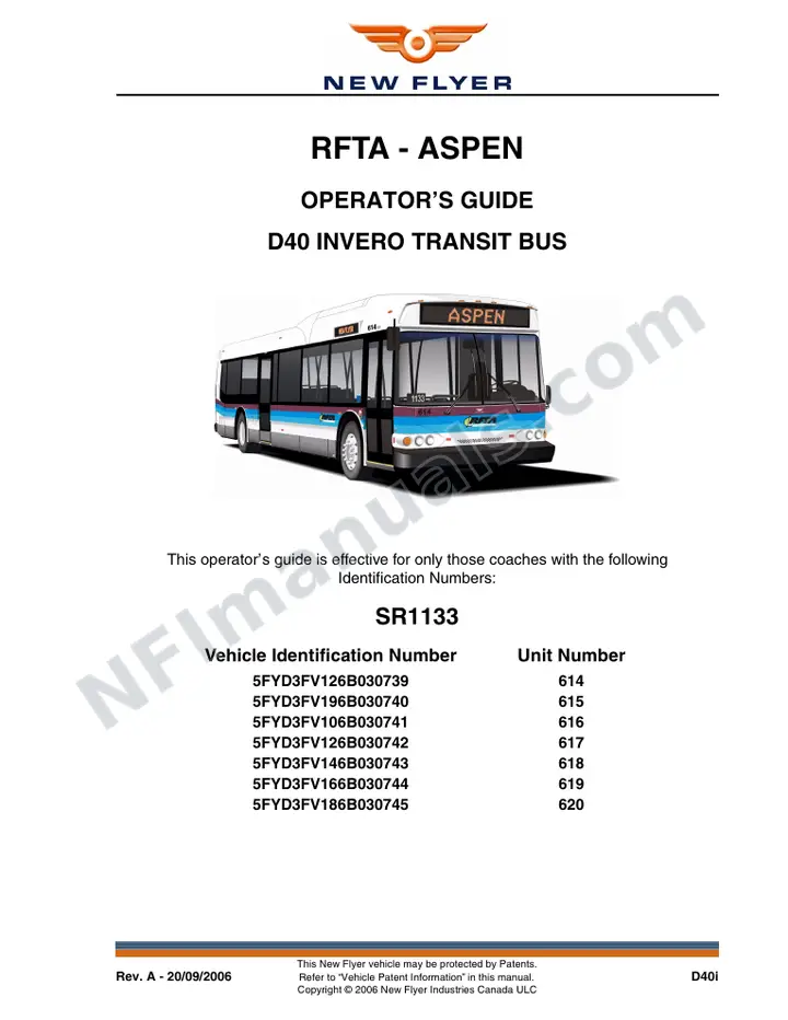 SR1133 Operator's Guide, RFTA - Aspen first-page preview