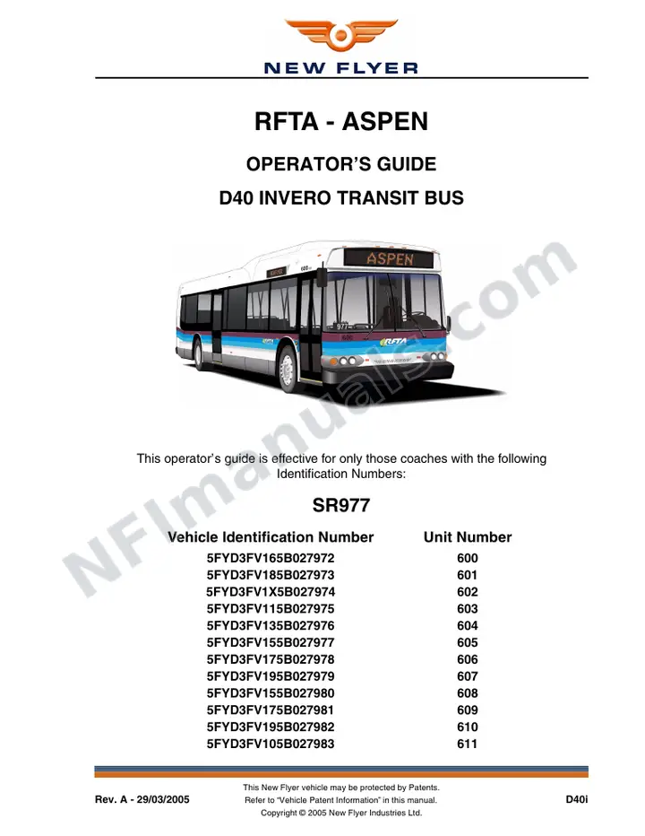 SR977 Operator's Guide, RFTA - Aspen first-page preview
