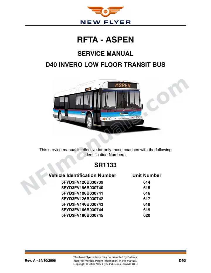 SR1133 Service Manual, RFTA - Aspen first-page preview