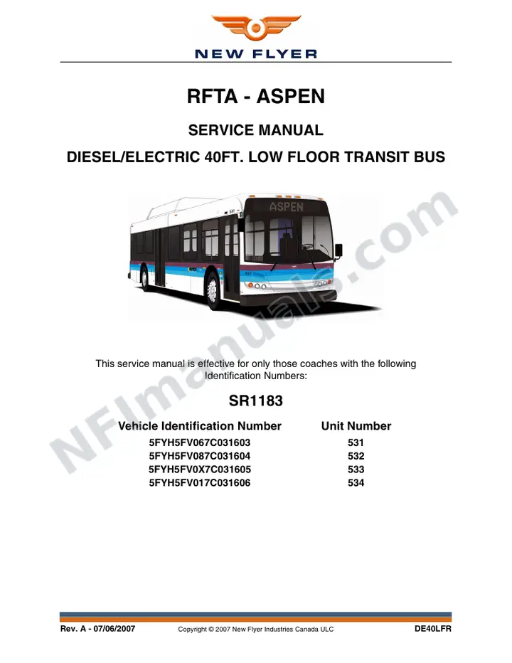 SR1183 Service Manual, RFTA - Aspen first-page preview