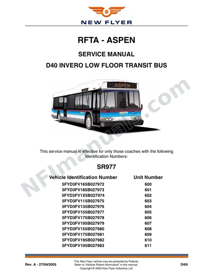 SR977 Service Manual, RFTA - Aspen first-page preview