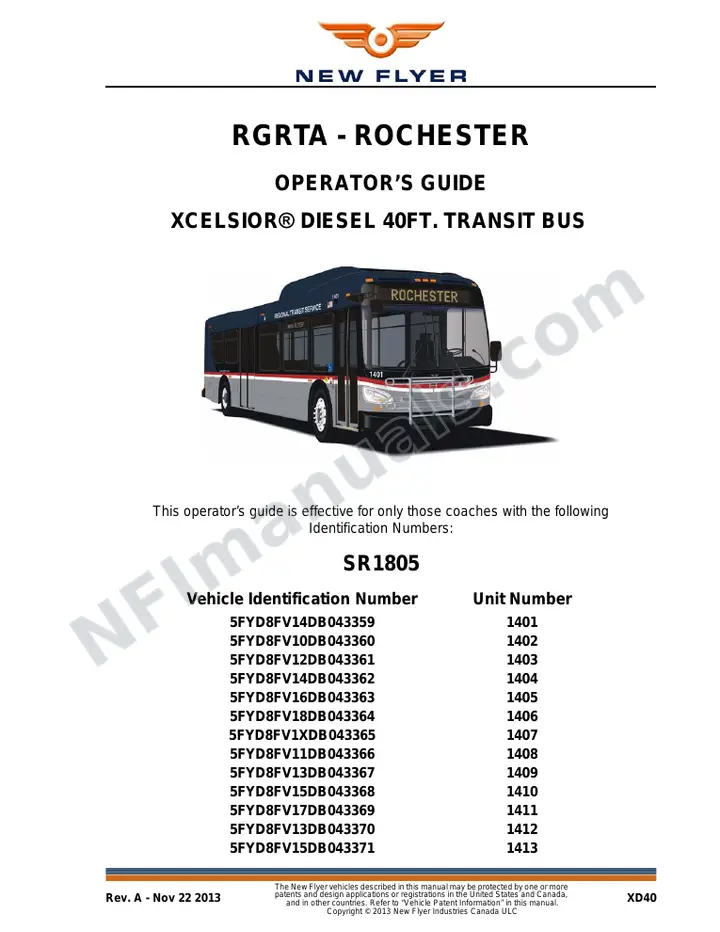 SR1805 Operator's Guide, RGRTA - Rochester first-page preview