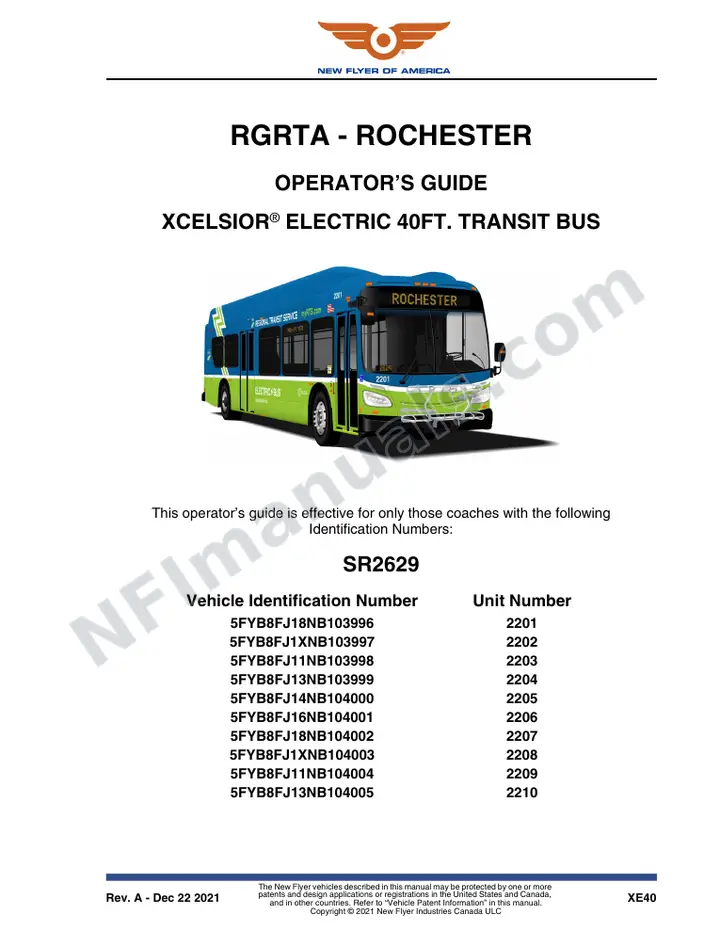 SR2629 Operator's Guide, RGRTA - Rochester first-page preview