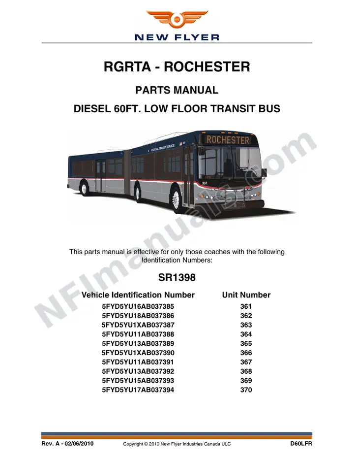 SR1398 Parts Manual, RGRTA - Rochester first-page preview
